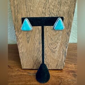 Handmade White Water Turquoise Stud Earrings